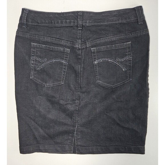 Women’s Gloria Vanderbilt Amanda Drk Wash Jean Skirt W/Sequin - Size 8 C141 - Picture 5 of 7